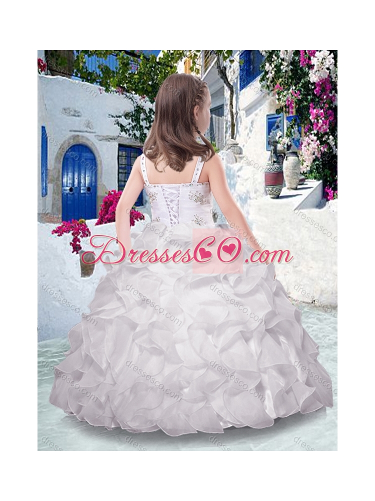 Customized Straps Ball Gown Girls Party  Dress with Ruffles
