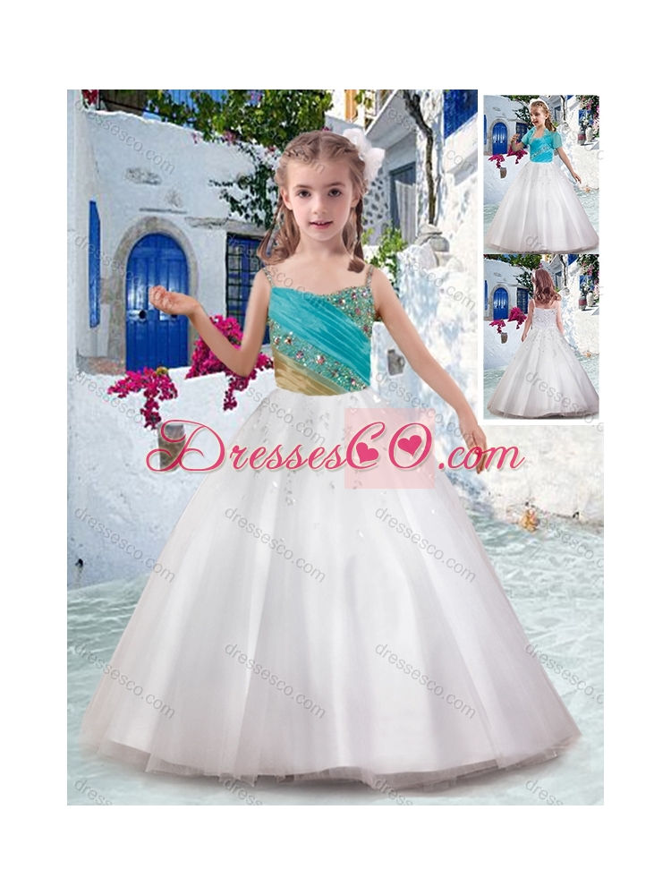 Latest Ball Gown Flower Girl Dress with Appliques and Beading