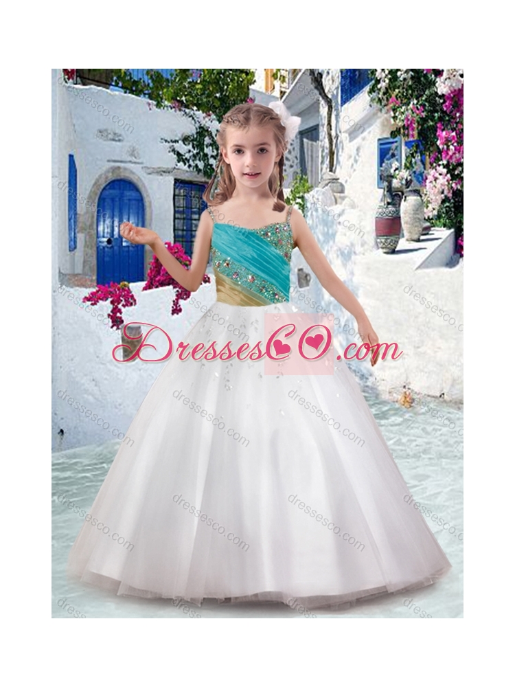 Latest Ball Gown Flower Girl Dress with Appliques and Beading