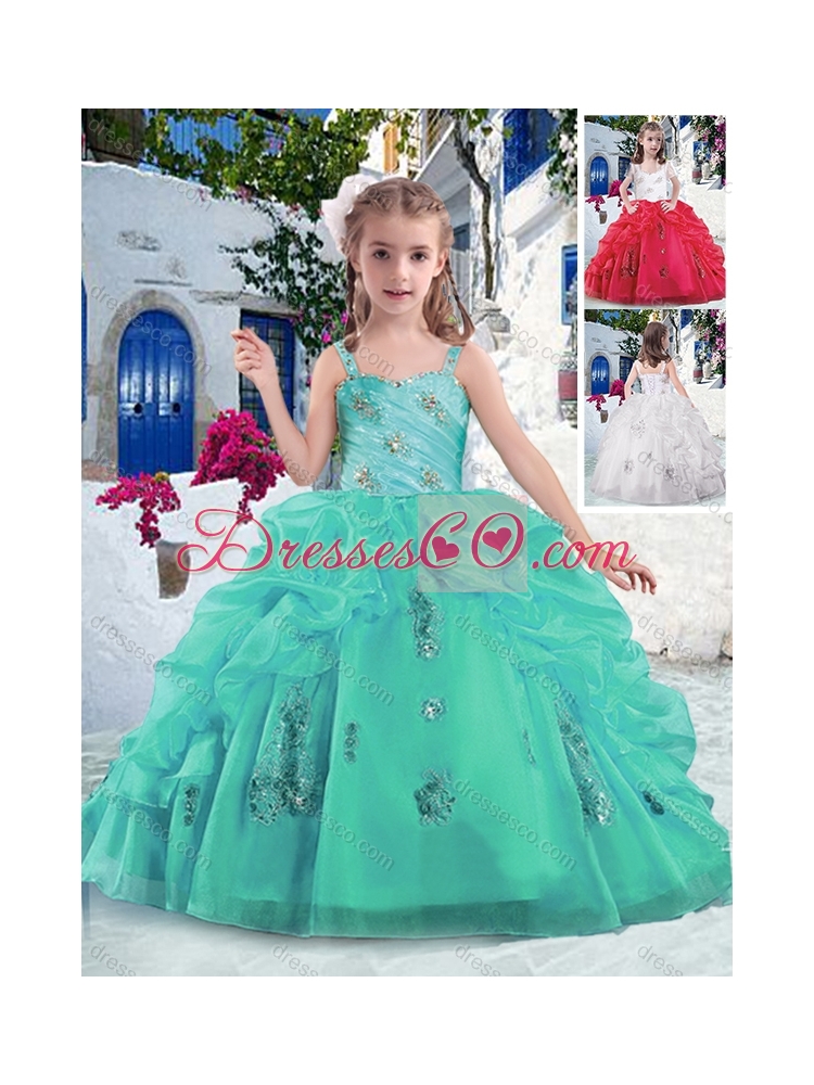 Latest Ball Gown Straps Beading and Bubles Girls Party Dresses