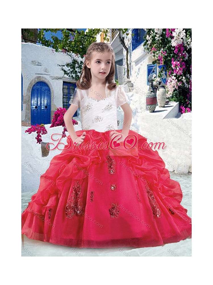 Latest Ball Gown Straps Beading and Bubles Girls Party Dresses