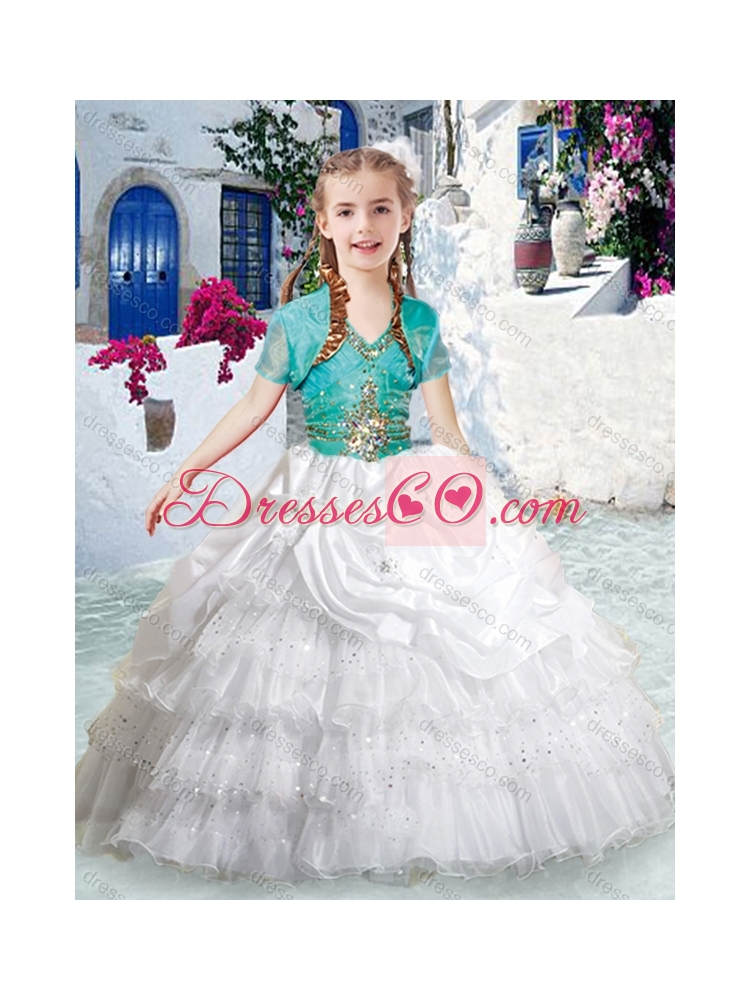 Latest Halter Top Little Girl Pageant Dress with Ruffled Layers