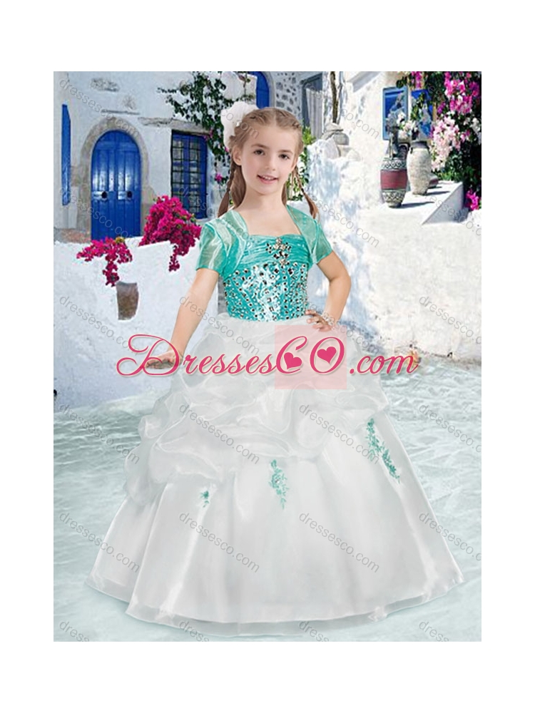 Latest Spaghetti Straps Flower Girl Dress with Beading and Bubles