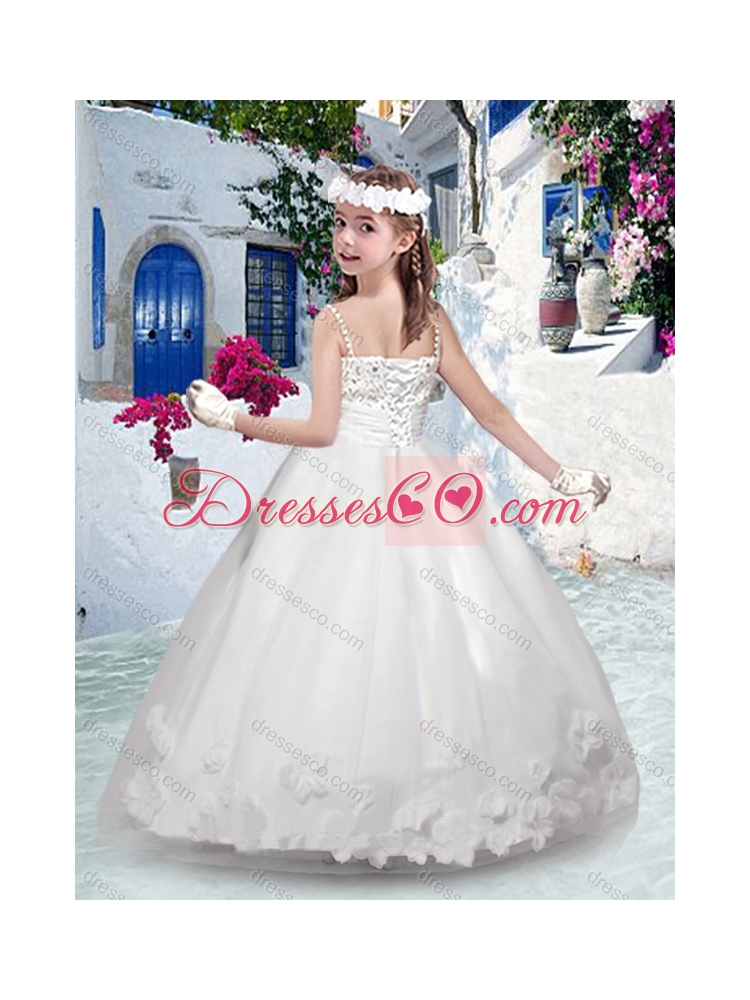 Latest Spaghetti Straps Little Girl Pageant Dress with Appliques and Beading