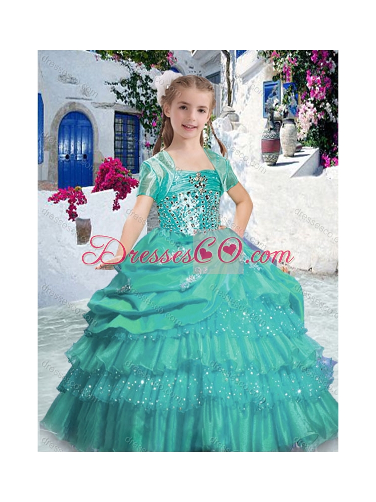 Latest Spaghetti Straps Little Girl Pageant Dress with Ruffled Layers