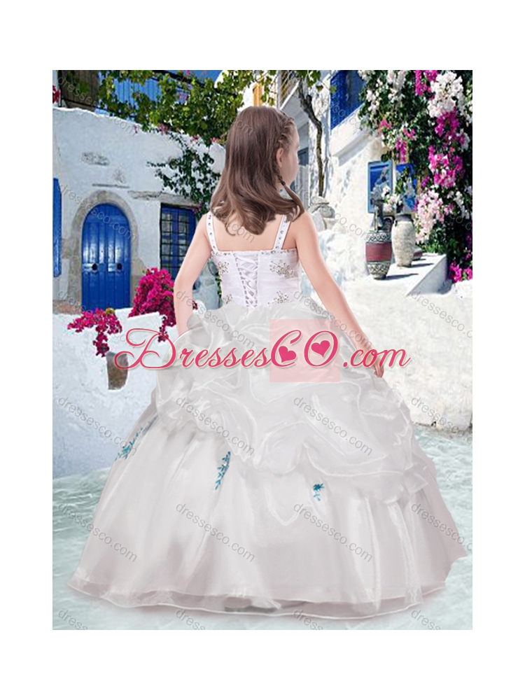 Latest Straps Flower Girl Dress with Beading and Bubles