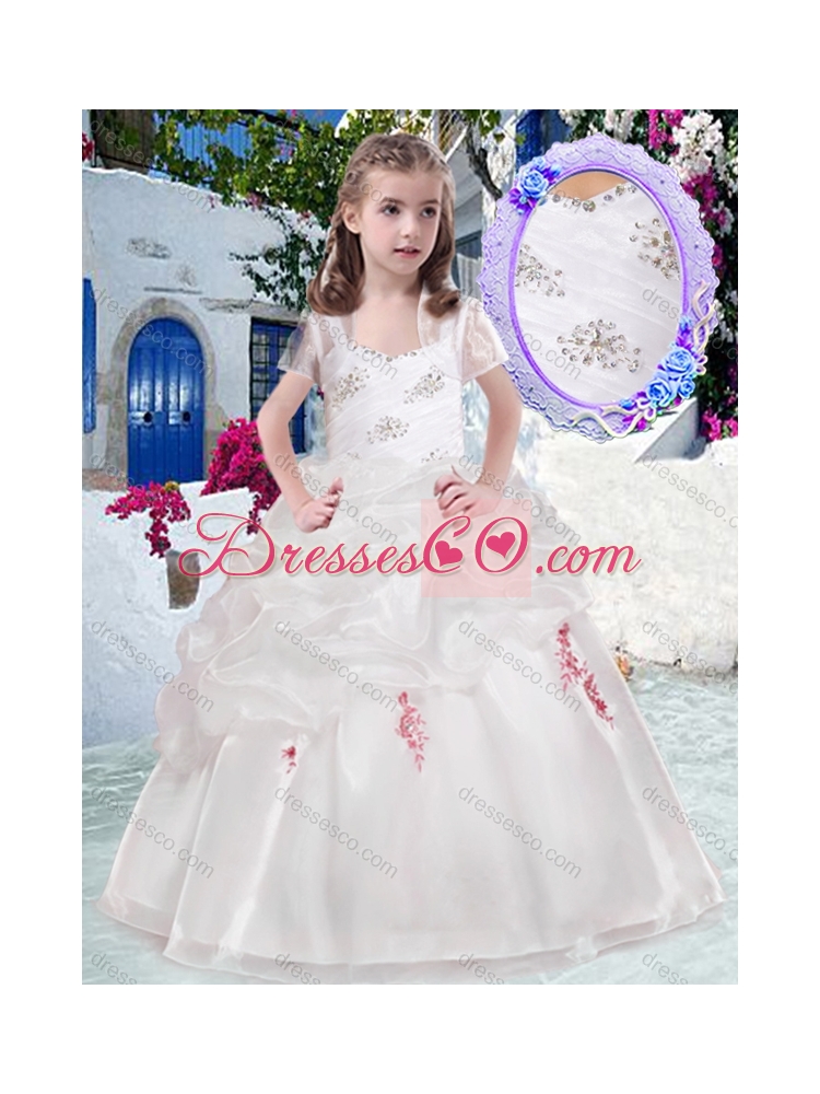 Latest Straps Flower Girl Dress with Beading and Bubles