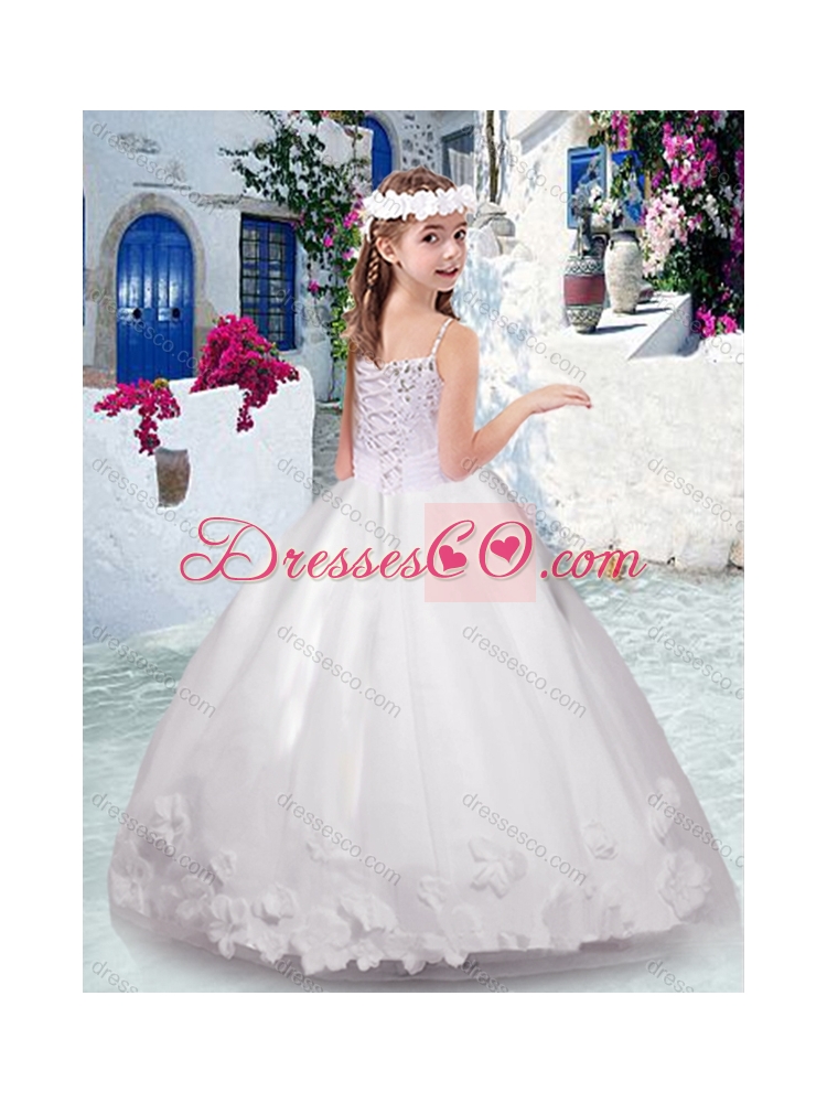 Latest White Little Girl Pageant Dress with Appliques and Beading