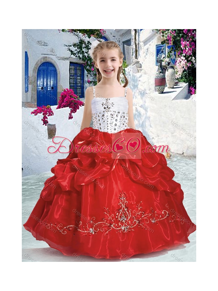 New Arrivals Spaghetti Straps Girls Party Dress with Beading and Bubles
