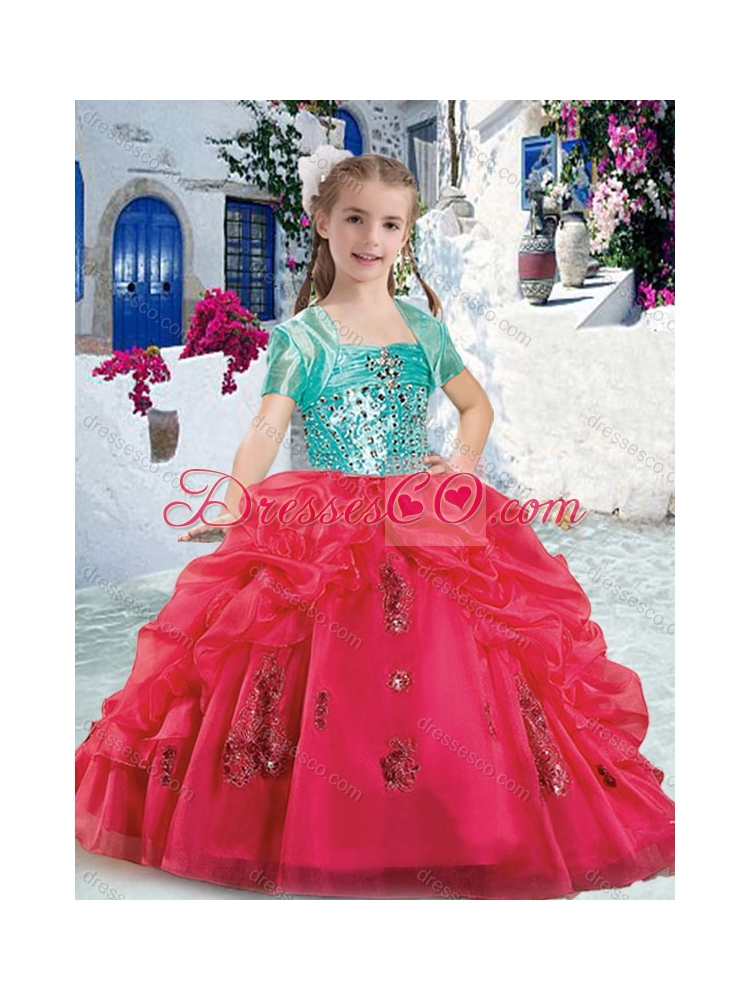 Pretty Spaghetti Straps Girls Party Dress with Beading and Bubles