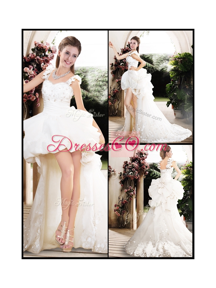 New Style High Low Straps Wedding Dress with Appliques