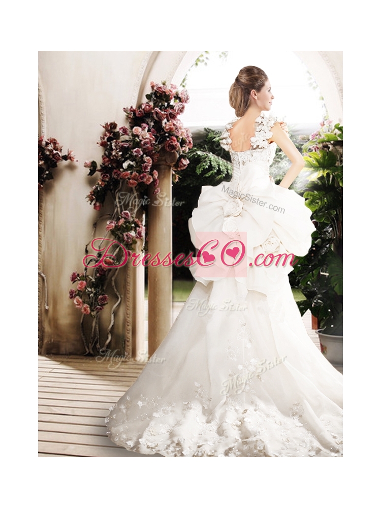 New Style High Low Straps Wedding Dress with Appliques