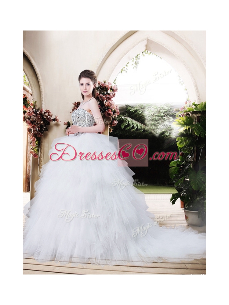 Strapless Wedding Dress with Beading and Ruffles