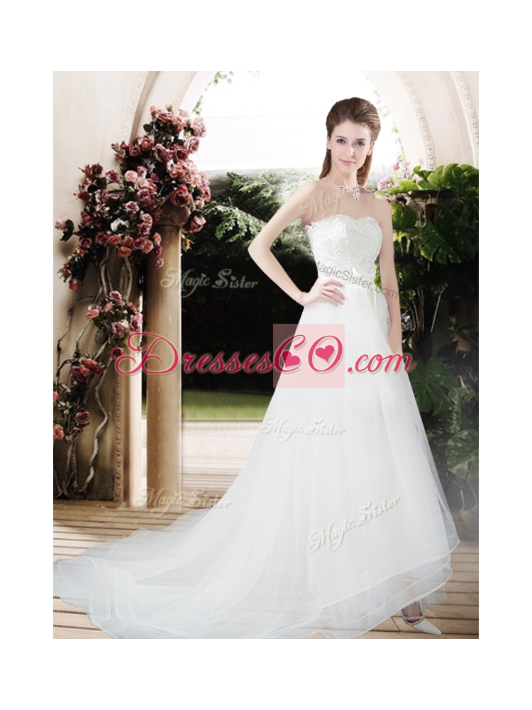Exclusive Empire Wedding Dress with Brush Train for