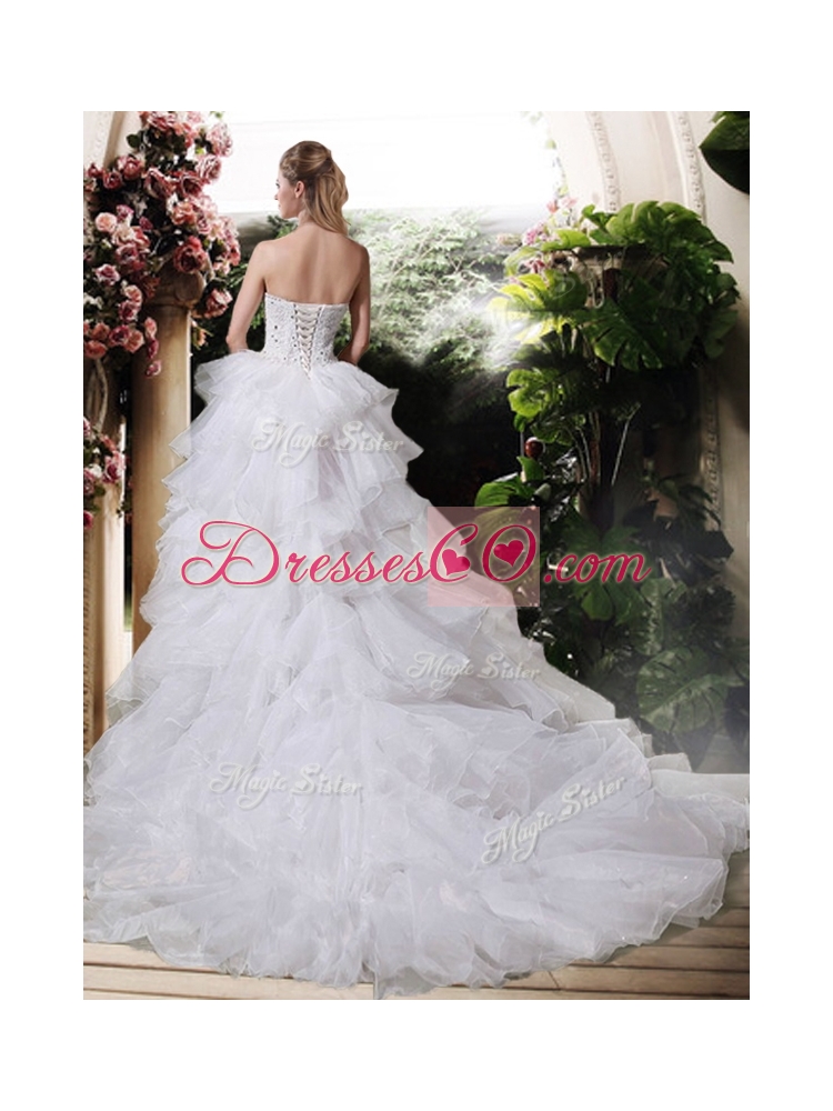 Gorgeous High Low Wedding Dress with Beading and Ruffles