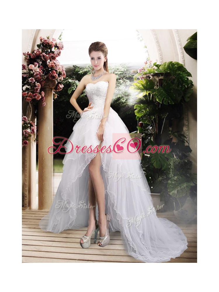 New Arrivals High Low Wedding Dress with Ruffles