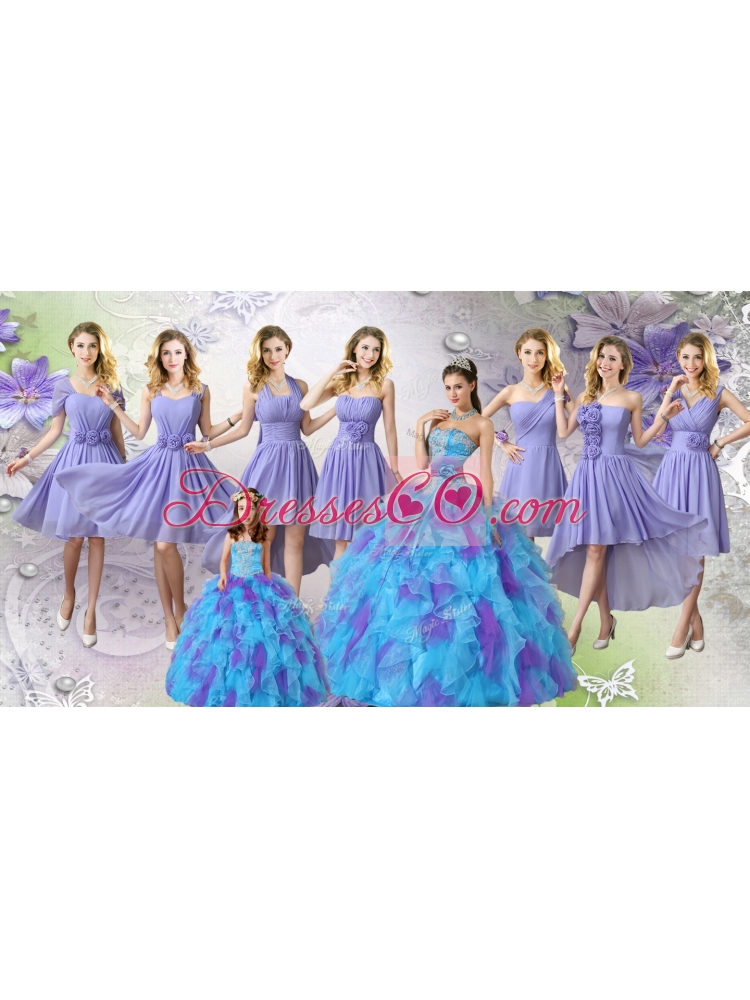 Elegant Multi Color Tulle Quinceanera Dressand Lovely Ball Gown Mini Quinceanera Dressand Fashionable Hand Made Flowers Dama Dresses