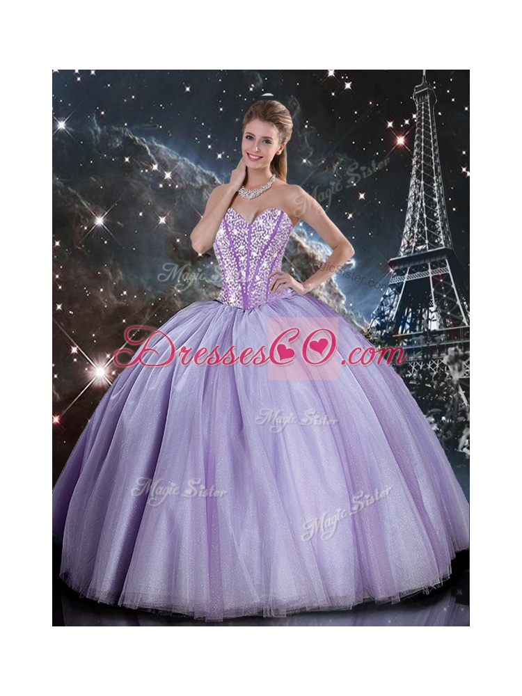 Exclusive Lavender Quinceanera Dressand Simple Straps Mini Quinceanera Dressand Beautiful Beading Ball Gown Dama Dresses