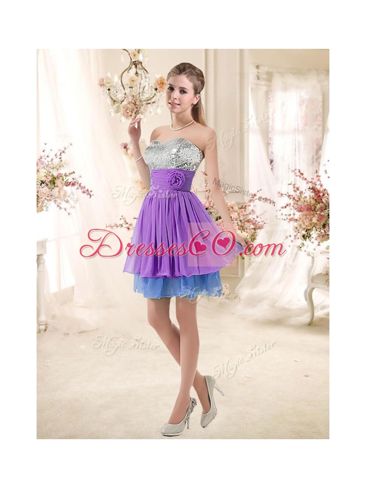 Top Short Sequins Bridesmaid Dress in Multi Color