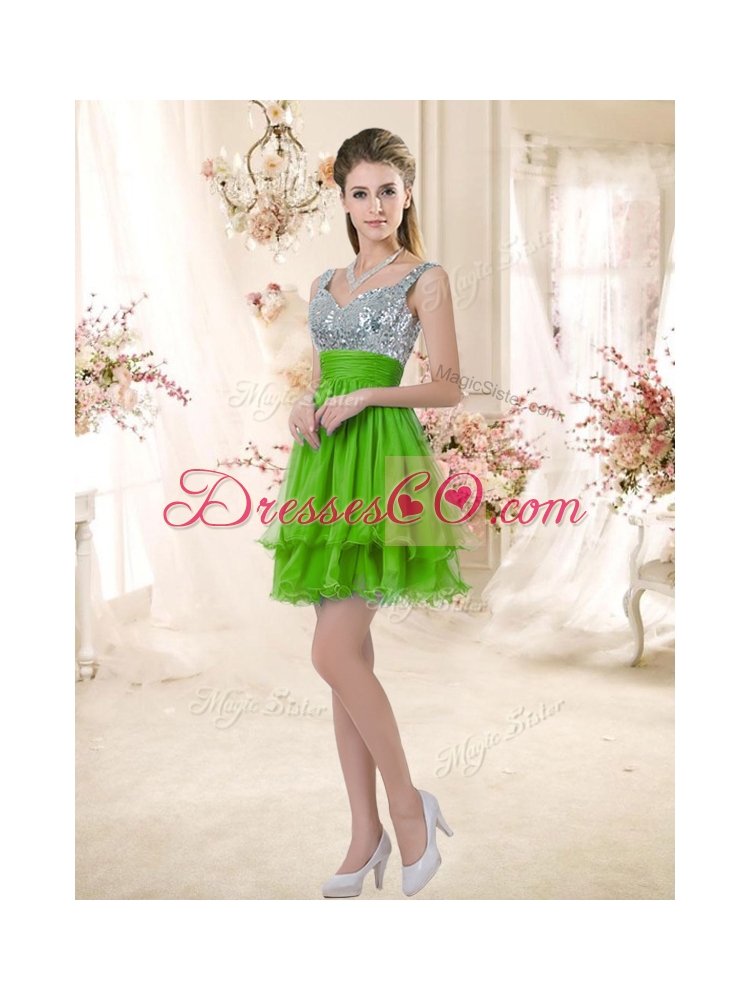 Latest Straps Short Prom Dress with Sequins for Fall