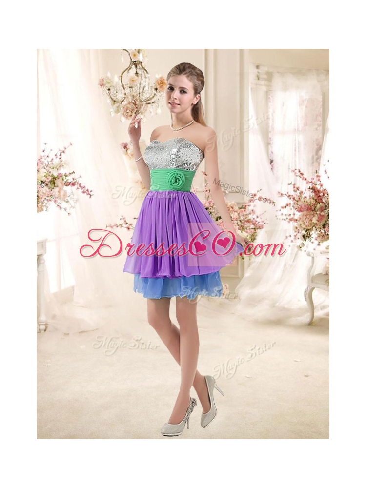 Most Popular Multi Color Short Prom Dress with Sequins
