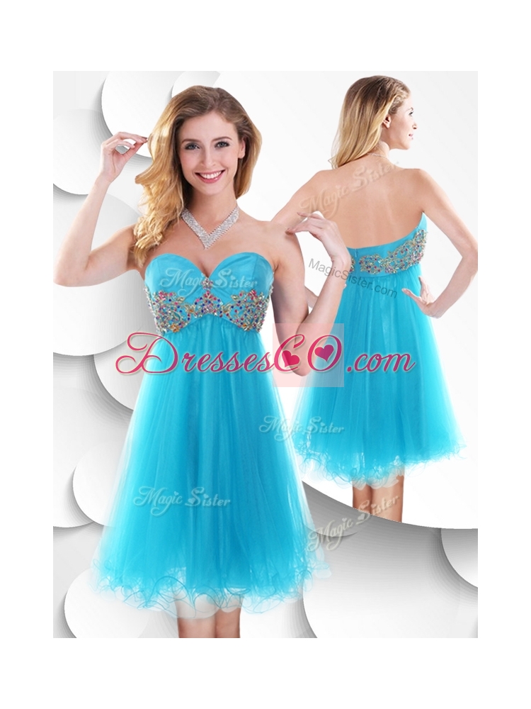 Sweet Short Baby Blue Prom Dress with Beading