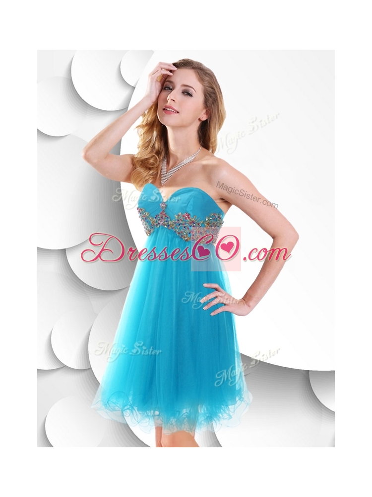 Sweet Short Baby Blue Prom Dress with Beading