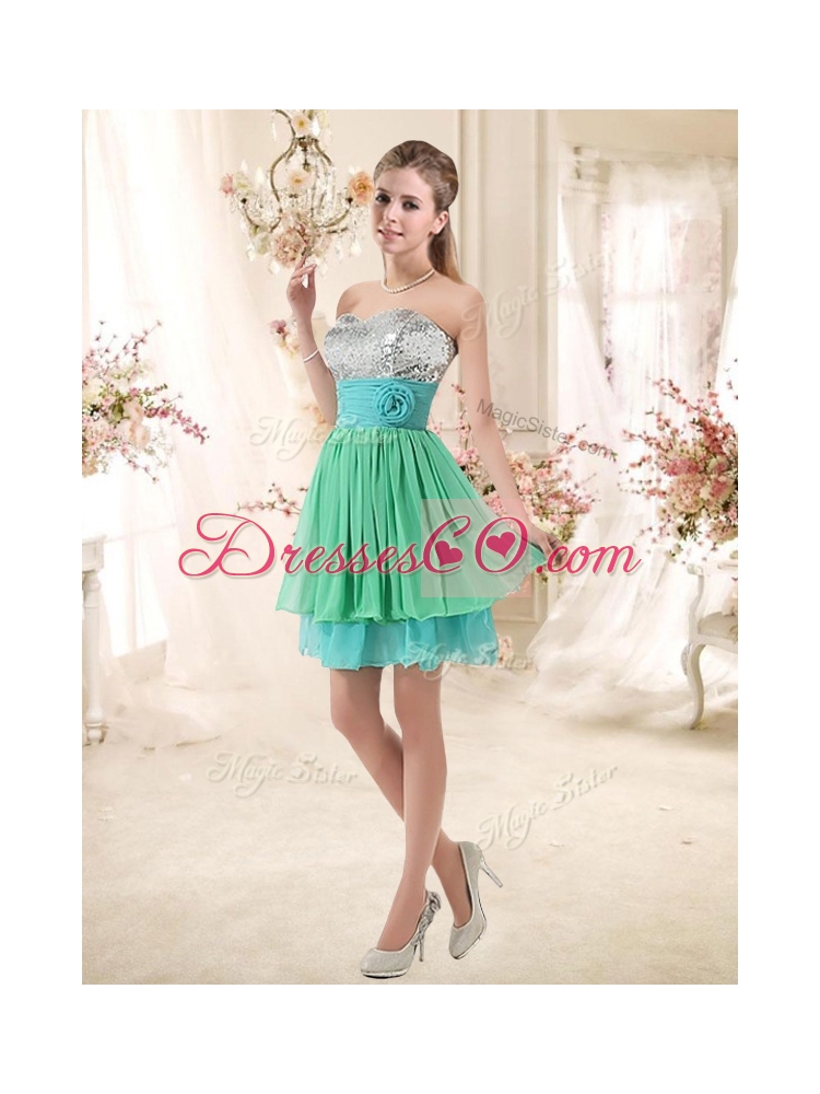 Lovely Short Prom Dress with Sequins and Belt