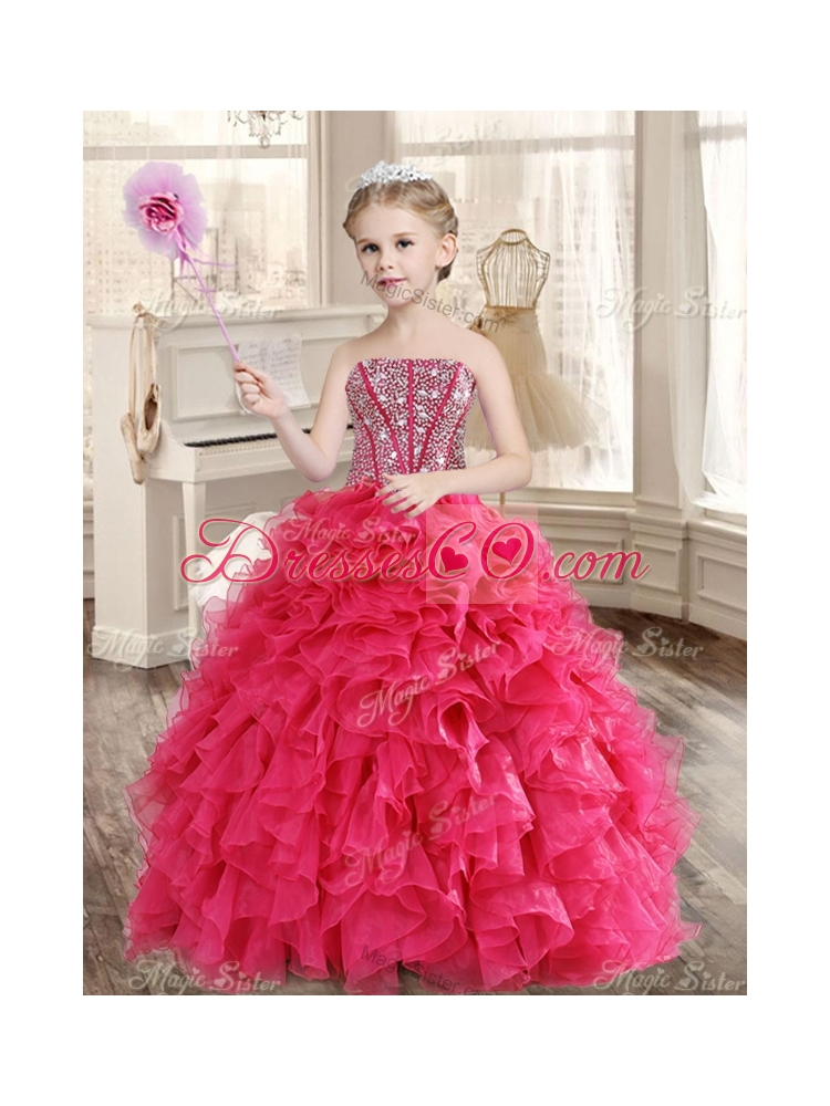 Visible Boning Coral Red Quinceanera Dress and Short Sequined Dama Dressand Beaded and Ruffled Mini Quinceanera Dress