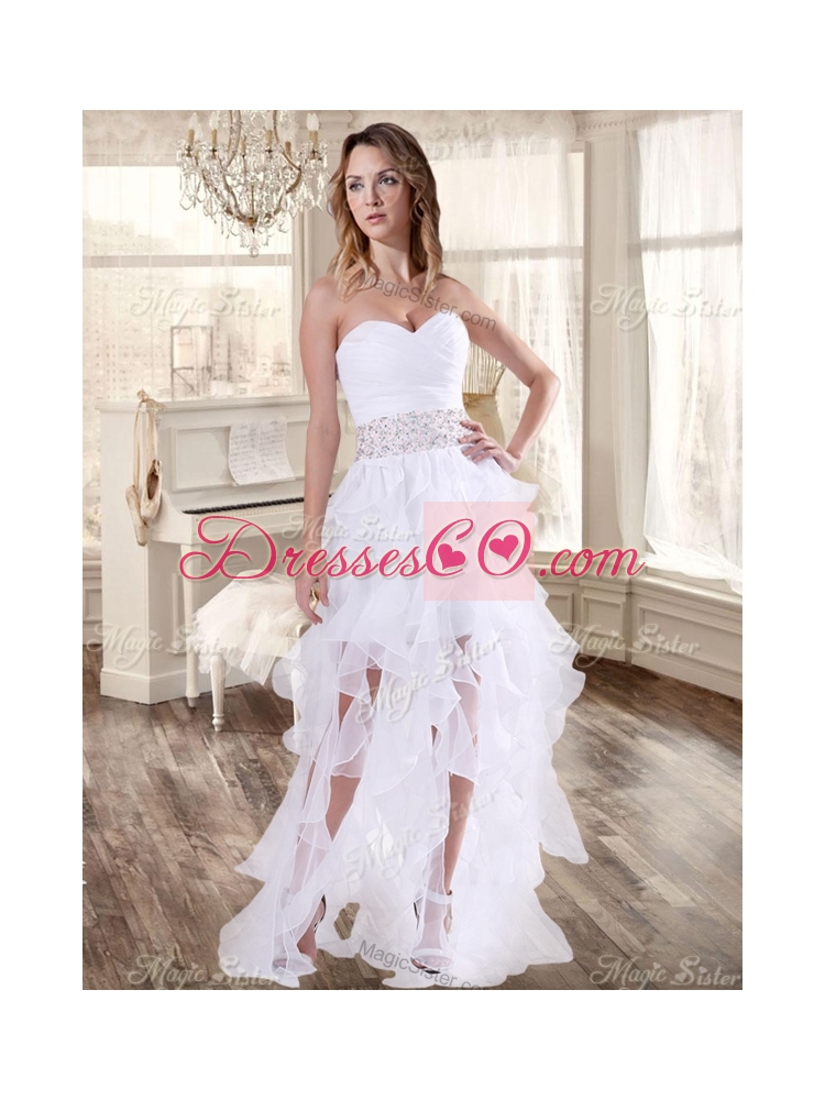 Lovely Taffeta Applique and Beaded Red Quinceanera Dress and Asymmetrical White Dama Dresses