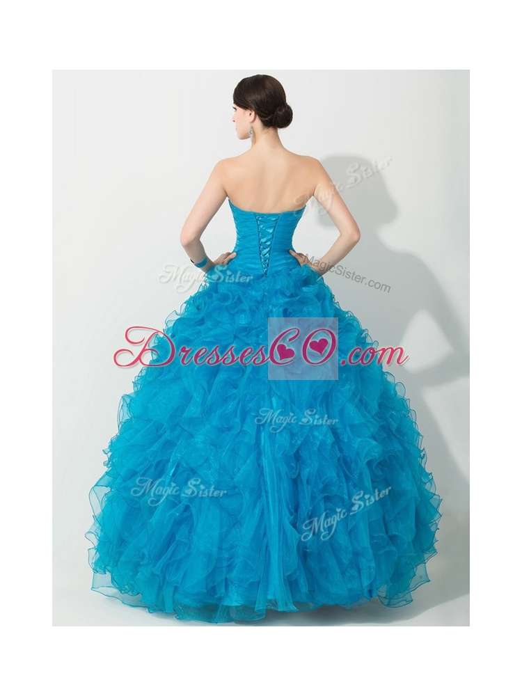 Princess Baby Blue Quinceanera Gown with Beading and Ruffles