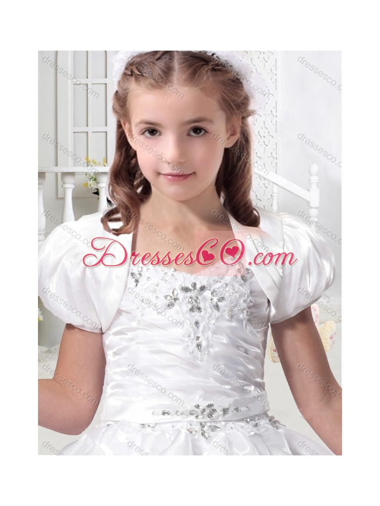 Exclusive Spaghetti Straps  Latest Flower Girl Dress with Beading and Pick Ups