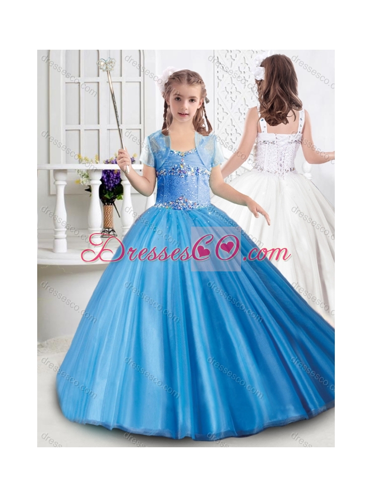 Gorgeous Really Puffy Tulle Beaded Mini Quinceanera Dress with Straps