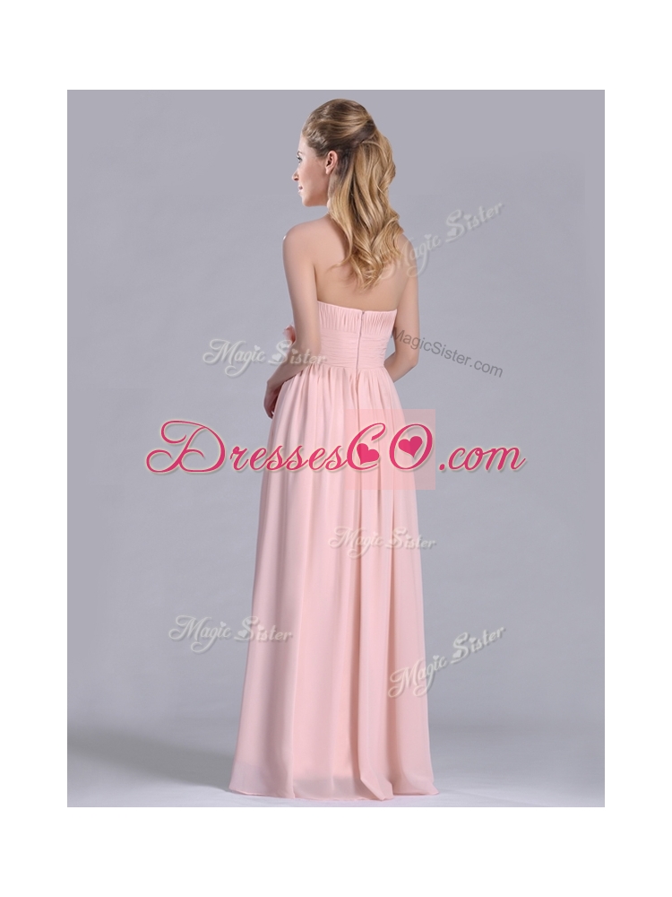 Modern Chiffon Handcrafted Flowers Long Dama Dress Quinceanera in Baby Pink
