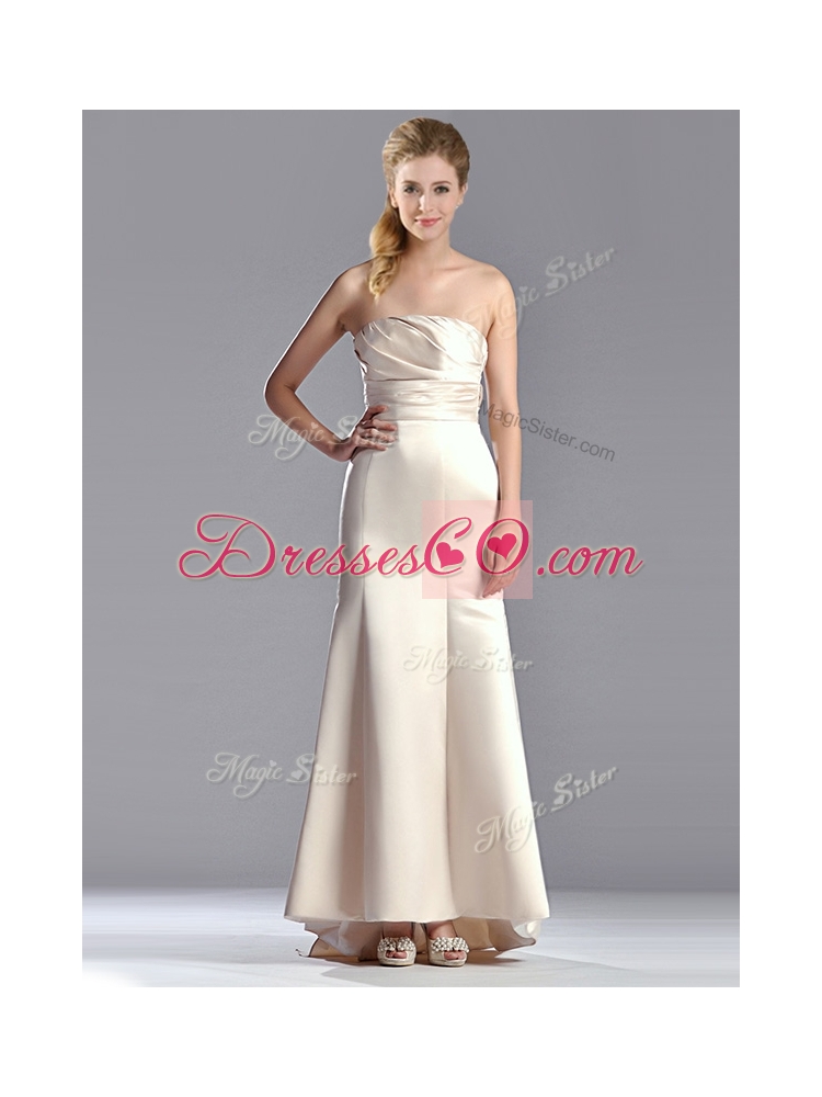 Cheap Off White Column Strapless Discount Mother Dress with Brush Train