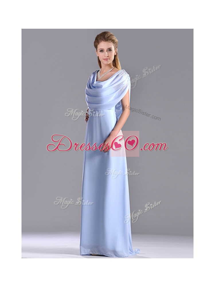 Elegant Spaghetti Straps Light Blue Long Discount Mother Dress in Chiffon