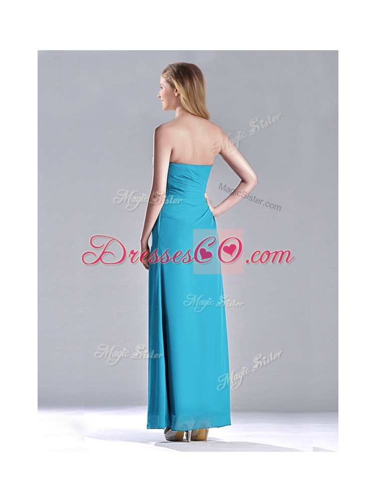 Hot Sale Ankle Length Hand Crafted Flower Bridesmaid Dress in Teal
