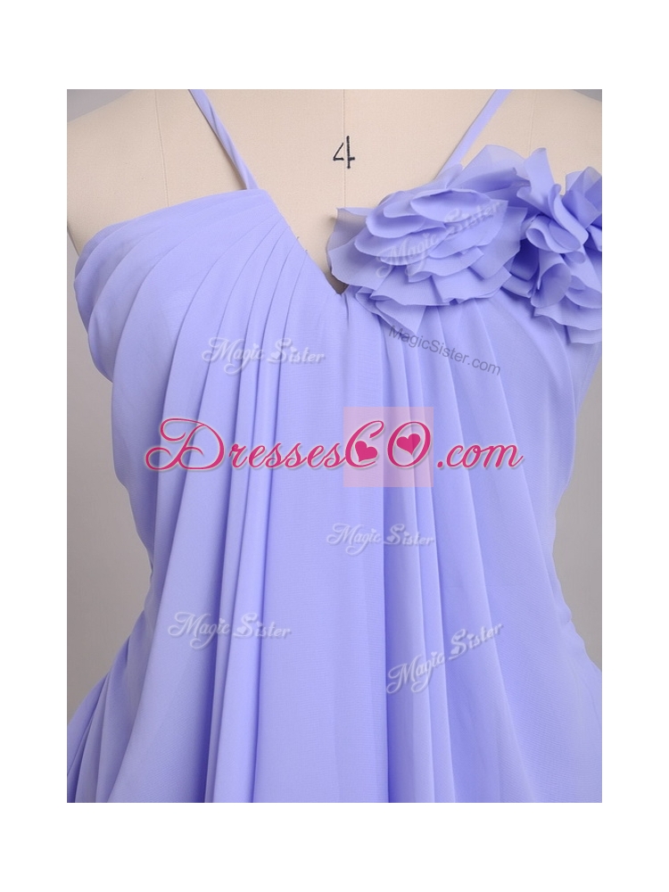 Hot Sale Ruffled Layers and Handcrafted Flower Prom Dress Dama Dress Quinceanera in Lavender