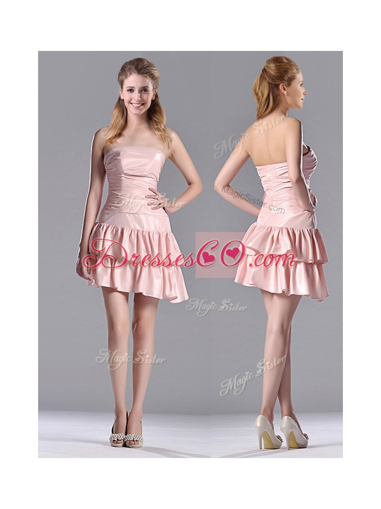 Low Price Ruffled Layers Short Dama Dress in Asymmetrical