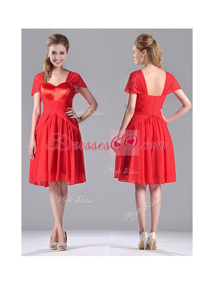 New Arrivals Empire Short Sleeves Chiffon Discount Mother Dress in Red