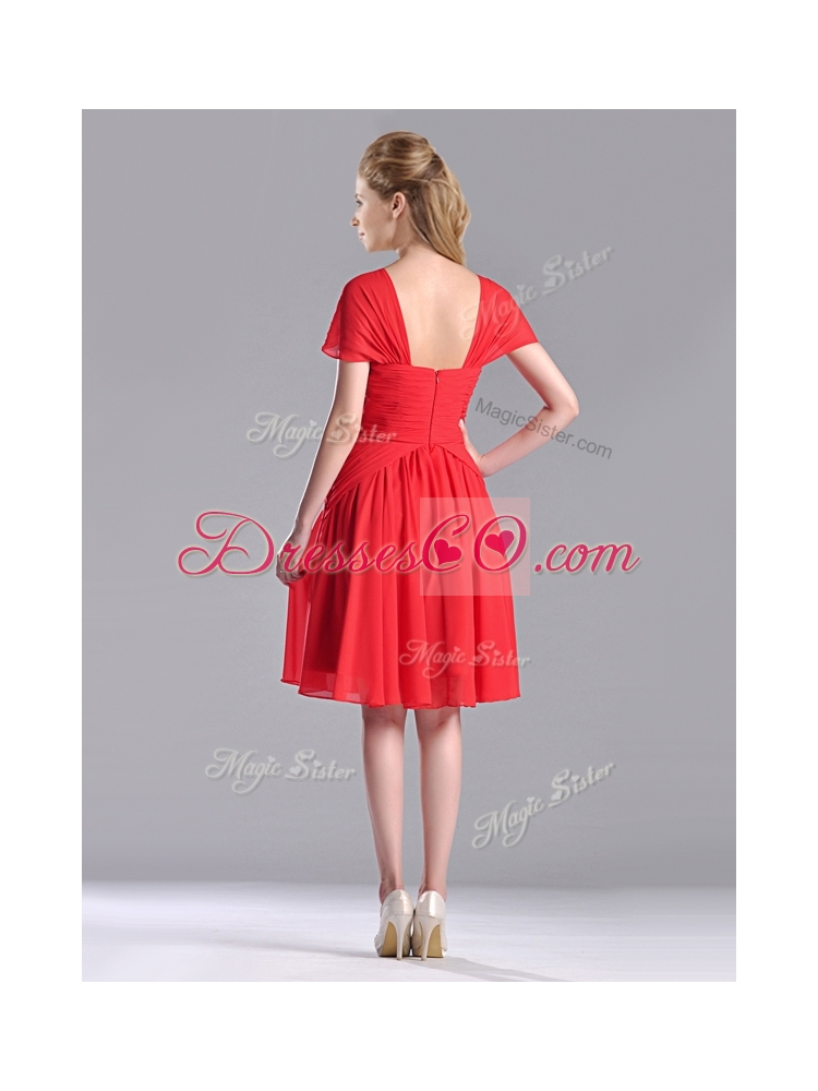New Arrivals Empire Short Sleeves Chiffon Discount Mother Dress in Red