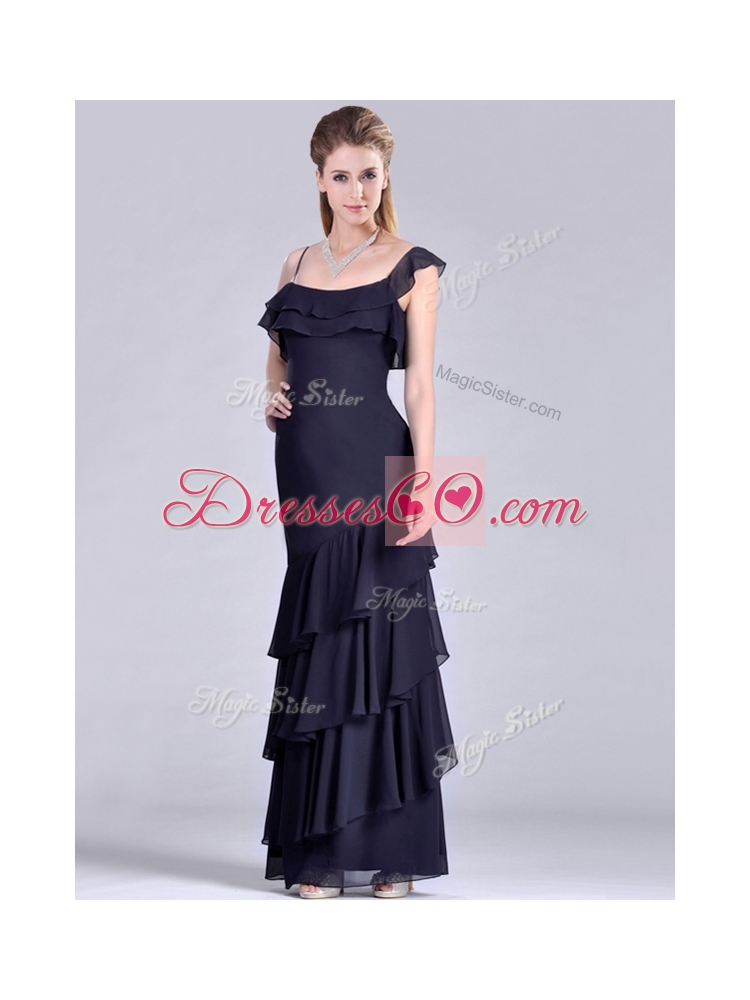 Asymmetrical Ankle Length Discount Mother Dress with Ruffled Layers