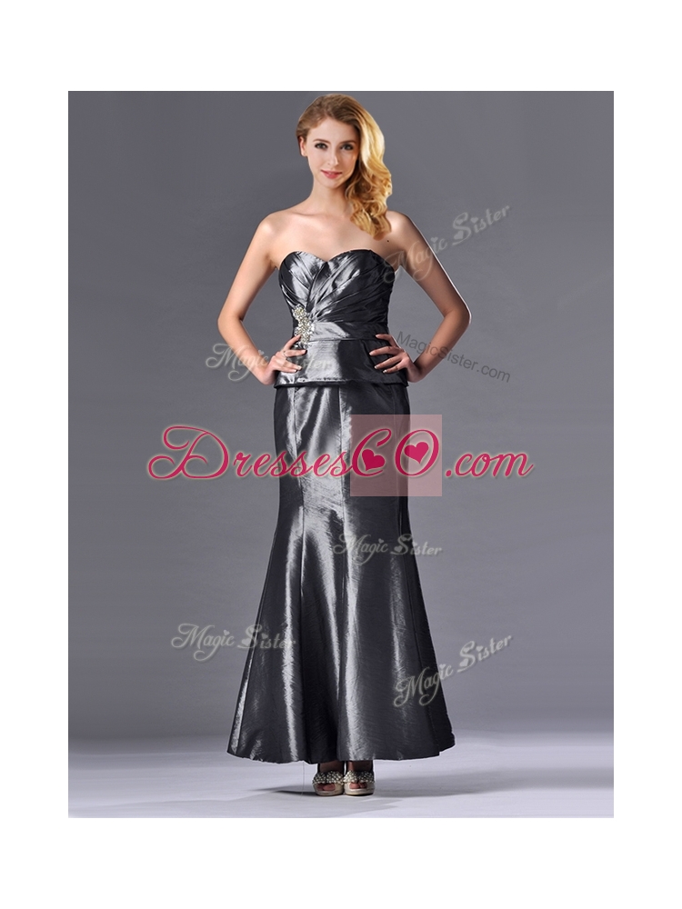Mermaid Ankle-length Silver Discount Mother Dress with Beading