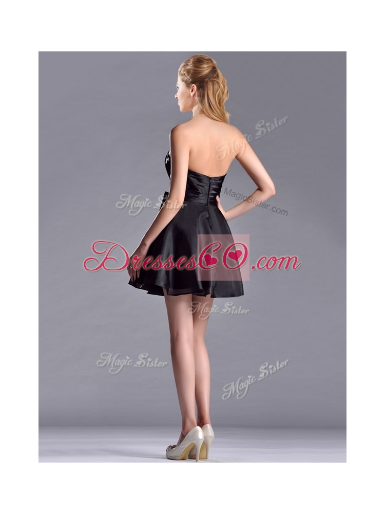 Exquisite Bowknot Organza Short Bridesmaid Dress with Zipper Up