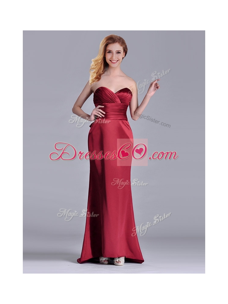 Fashionable Column Wine Red Mother Dress with Brush Train