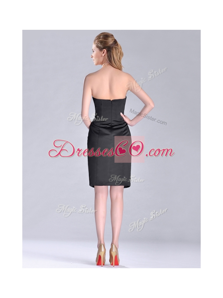 Most Popular Front Short Back Long V Neck Prom Dress in Black
