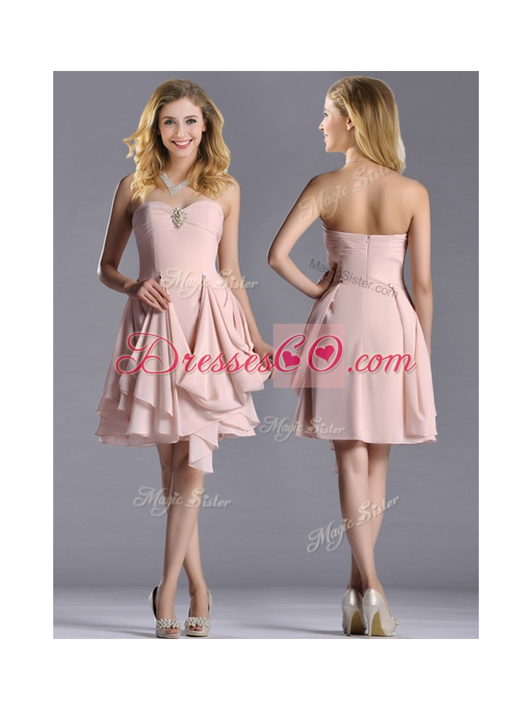 Exclusive Chiffon Beaded Prom Dress in Light Pink
