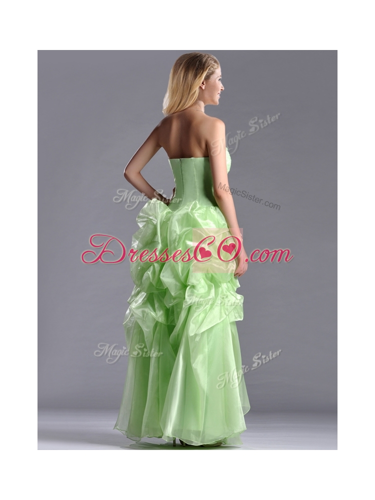 Most Popular Beaded and Bubble Organza Prom Dress in Yellow Green