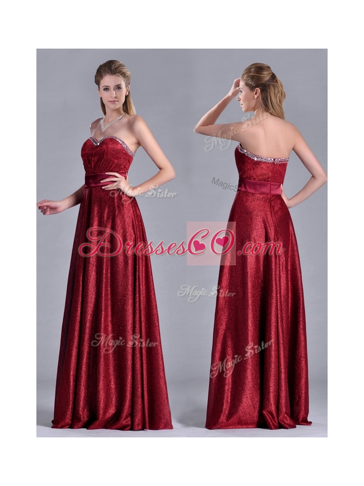 Classical Empire Wine Red Prom Dress with Beaded Top