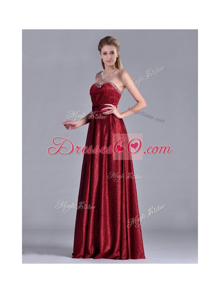 Classical Empire Wine Red Prom Dress with Beaded Top